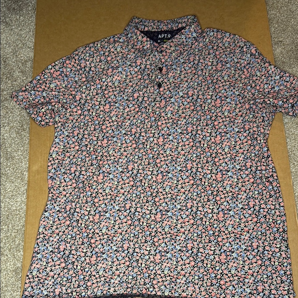 Apt. 9 Men's Floral Polo - Pink and Blue